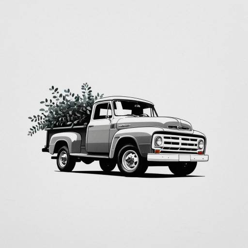 Minimalistic Classic Truck with Eucalyptus Leaves