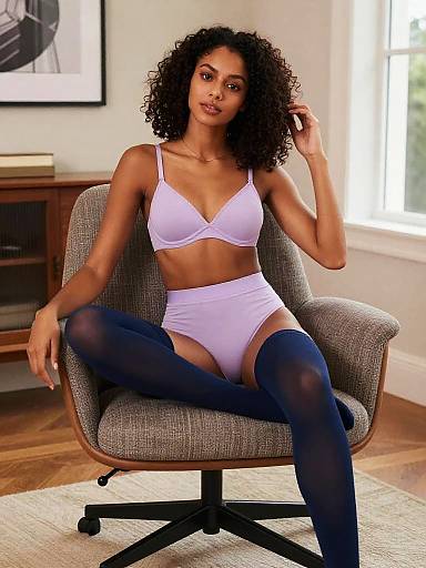 Elegant Lingerie Model in Modern Chair