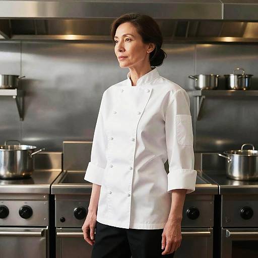 Elegant Middle-Aged Chef in Industrial Kitchen