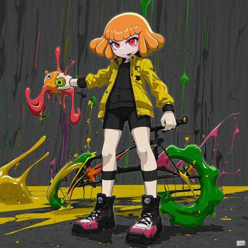 Illustration of Agent 4 (splatoon), splatoon (series) in the style of Iwamoto eiri