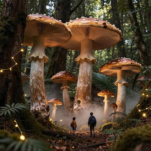 Enchanted Ancient Forest with Giant Mushrooms