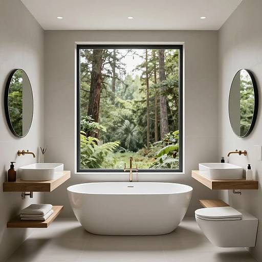 Modern Bathroom with Forest View