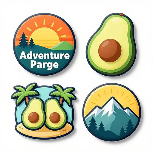 Vibrant Adventure-Themed Badge Set