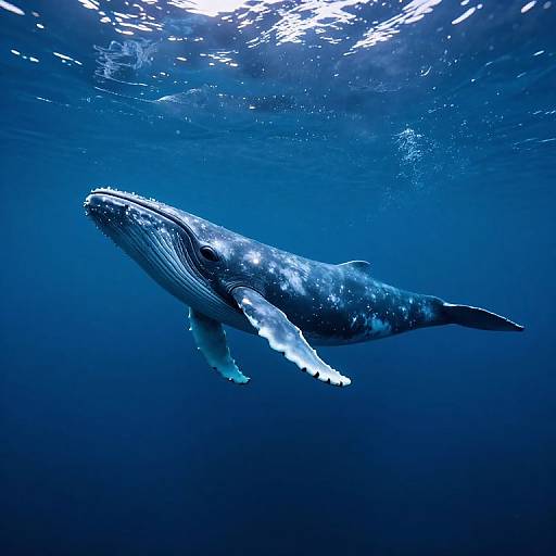Majestic Whale in Ethereal Underwater Cave