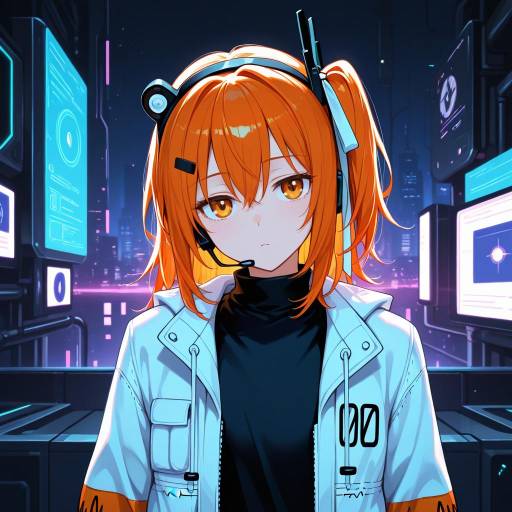 Futuristic Android Girl in Neon City