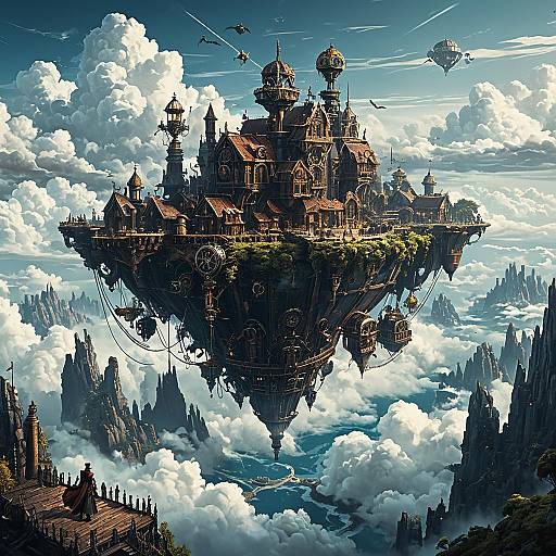 Steampunk Floating Sky Island