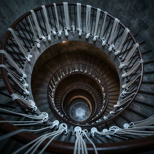Infinite Spiral Staircase with Ghostly Shoelaces