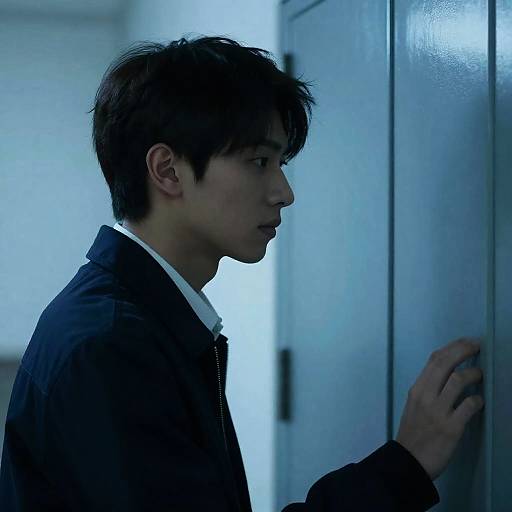 Intense Male Profile in Blue Light