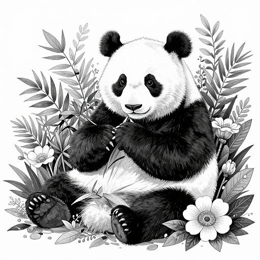 Black and White Panda Illustration