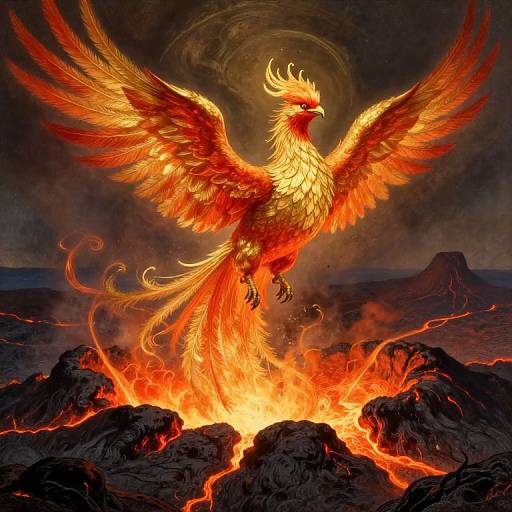 Phoenix Rising Over Volcanic Chasm