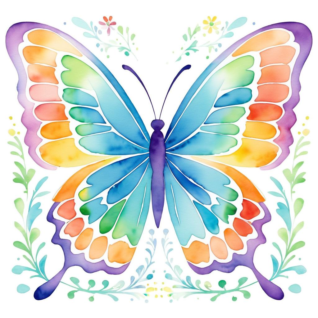 Cheerful Watercolor Butterfly Illustration