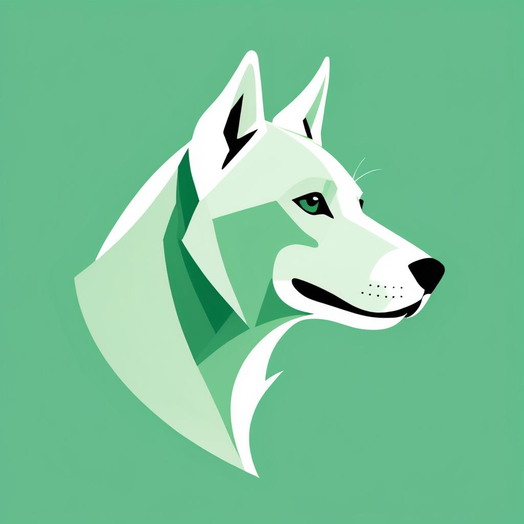 Minimalist Pale Green Dog Illustration