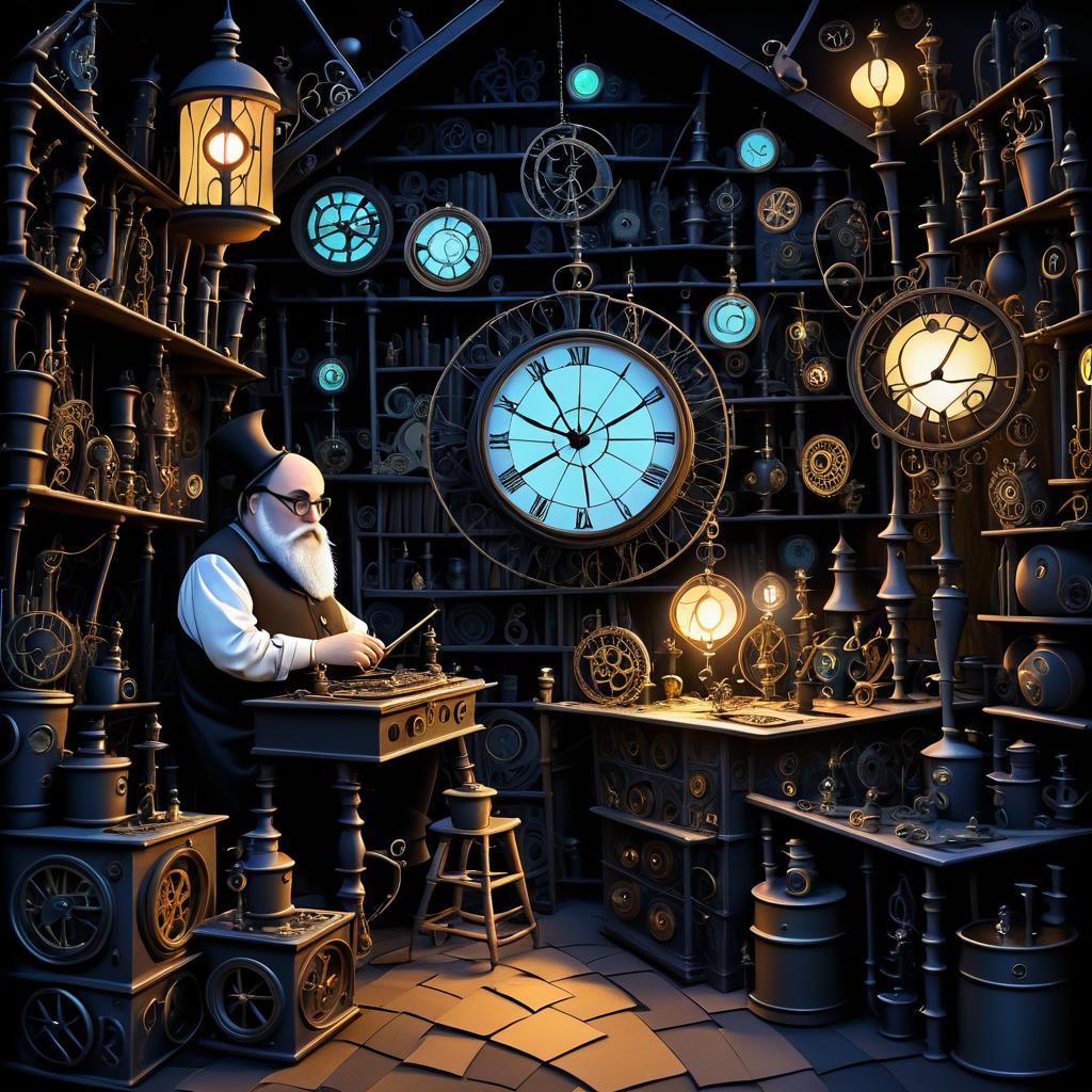 Eccentric Clockmaker's Whimsical Workshop