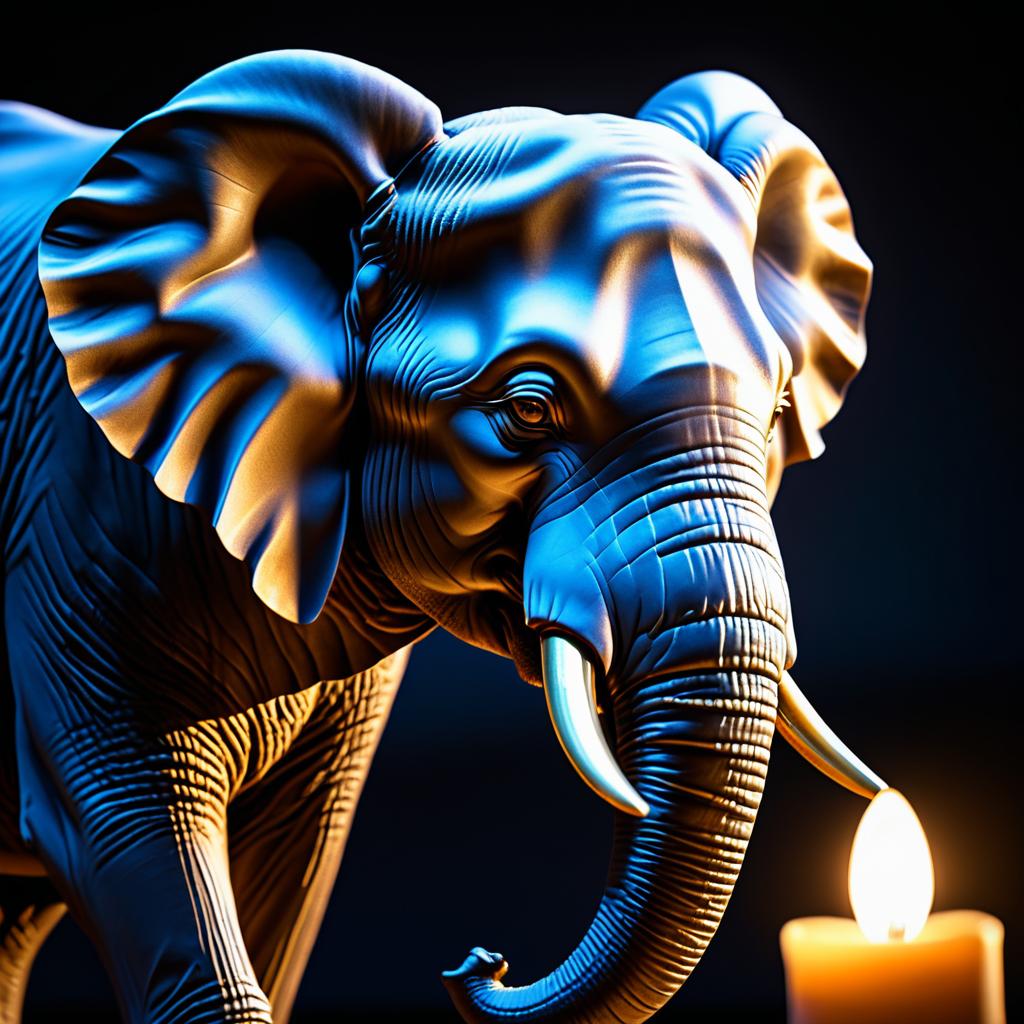 Majestic Elephant in Candlelight Macro