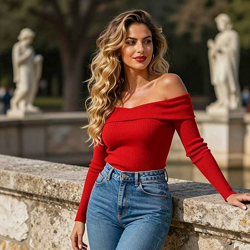 Blonde and Brown Hair Against Stone Wall