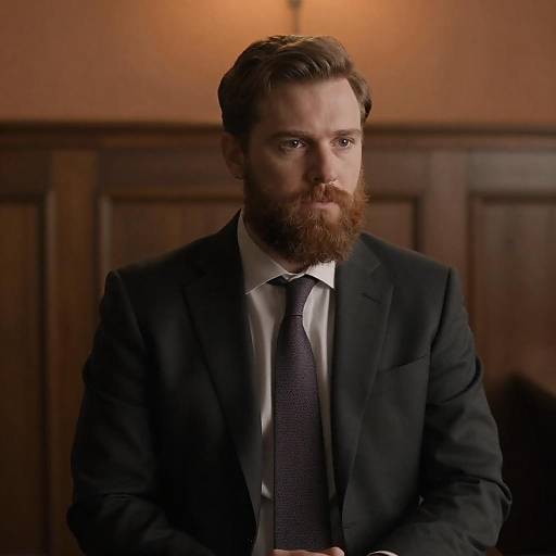 Bearded Man in Dim Wood Study