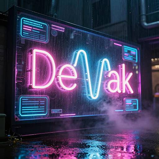 Neon Cyber Alley with Data Wave