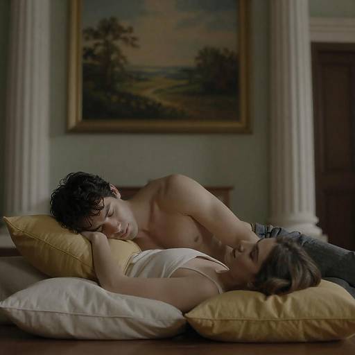 Dimly Lit Room with Classical Columns