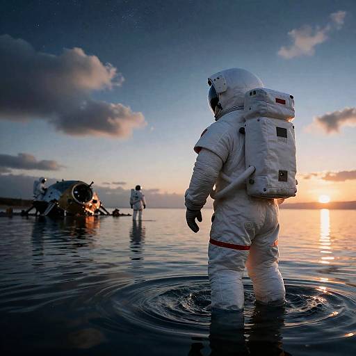 Astronauts in Cosmic Water Landscape