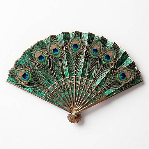 Elegant Art Deco Peacock Feather Fan Design