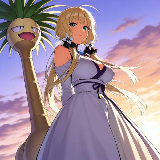 Illustration of Alolan exeggutor, pokemon in the style of Kofunami nana