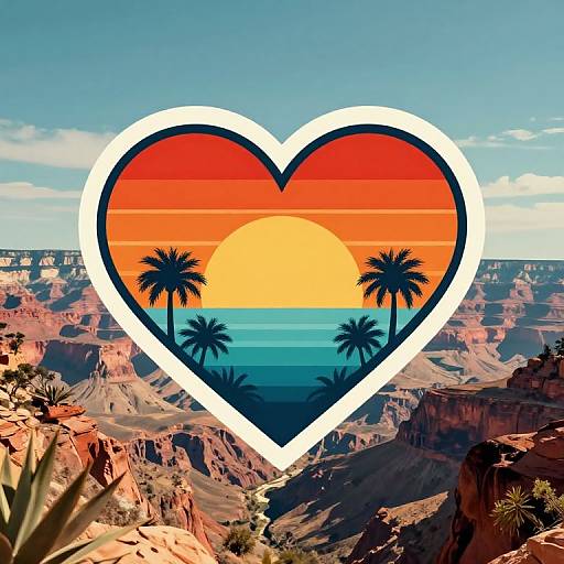 Retro Heart-Shaped California Logo