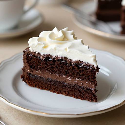 Whipped Cream Chocolate Cake Slice