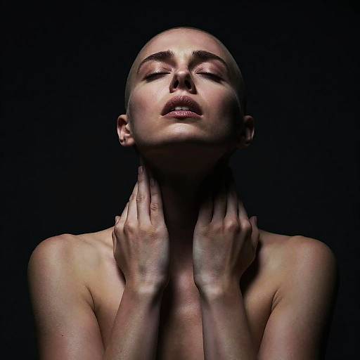 Bald Woman in Dramatic Low-Key Lighting