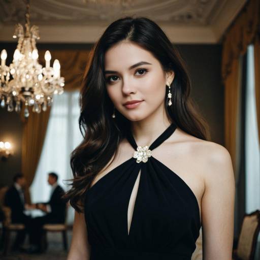Elegant Solo in Black Halter Dress