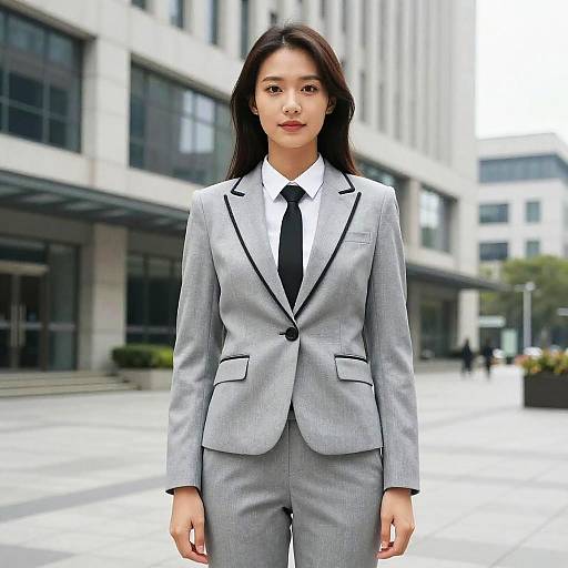 Confident Young Woman in Urban Business Suit