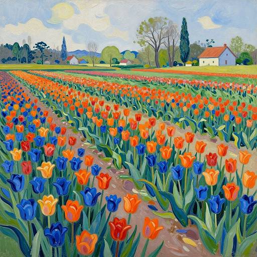 Fauvist Tulip Fields Landscape