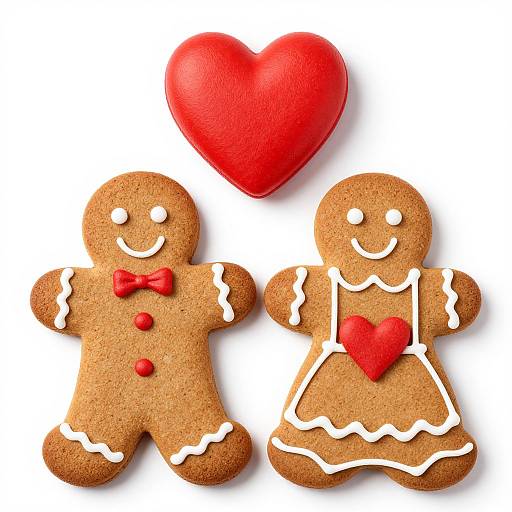 Gingerbread Couple with Hearts
