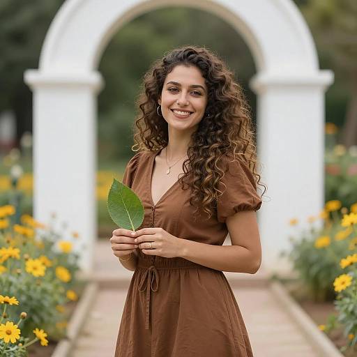 Smiling Woman in Sunny Garden Setting