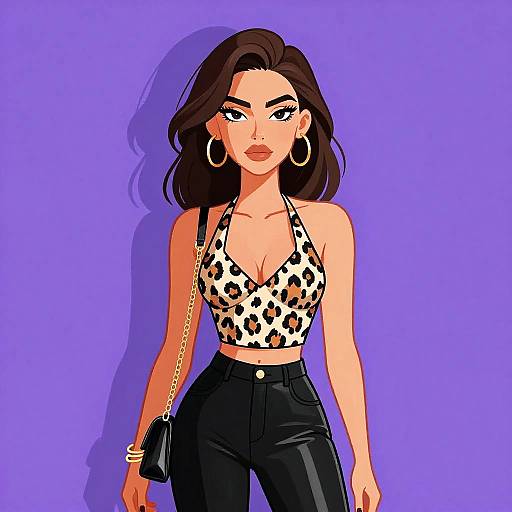 Stylish Woman in Leopard Print Halter Top