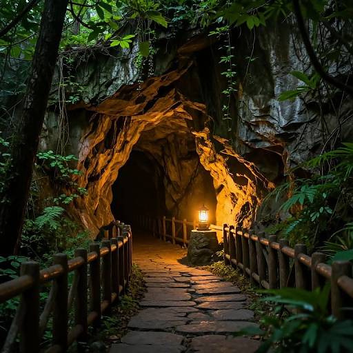Mystical Forest Cave Entrance