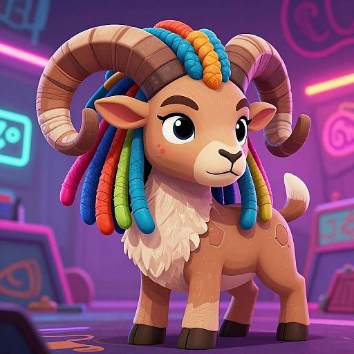 Vibrant Half-Woman Half-Ram Cartoon