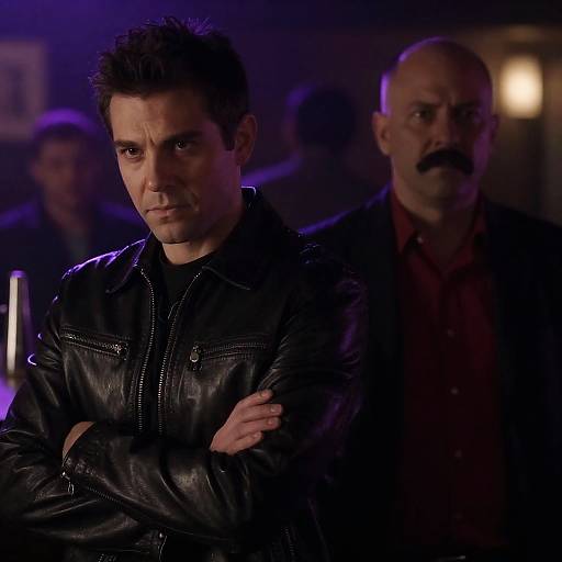 Two Men in Dimly Lit Bar