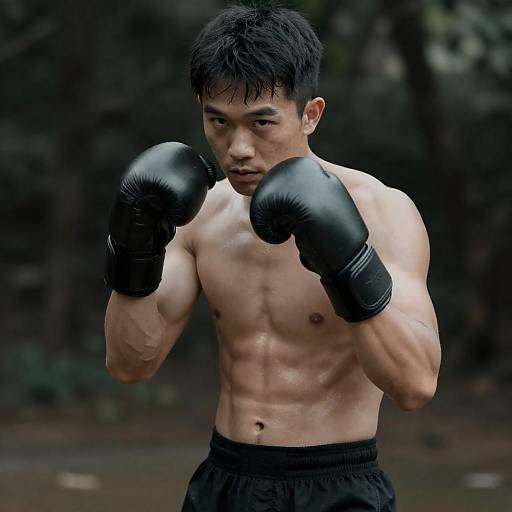 Cinematic Shirtless Boxer Fighting Stance