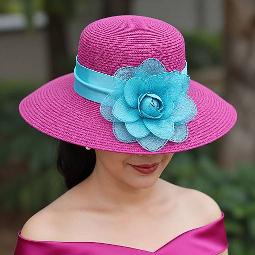Elegant Woman in Vibrant Sinamay Hat