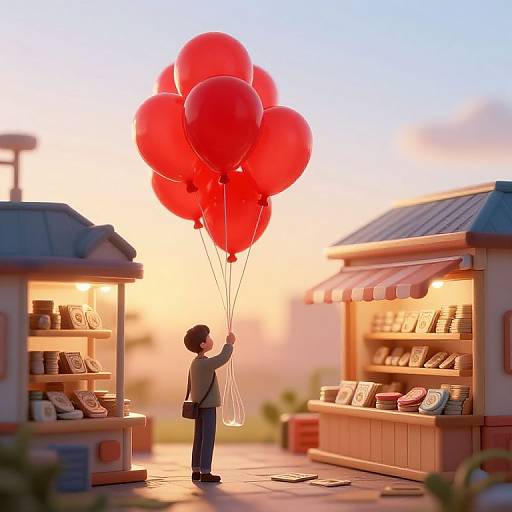Red Balloons at Dawn