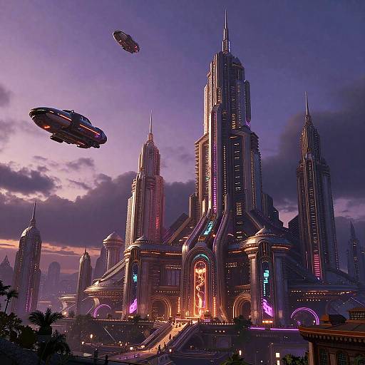 Futuristic Cityscape at Dusk