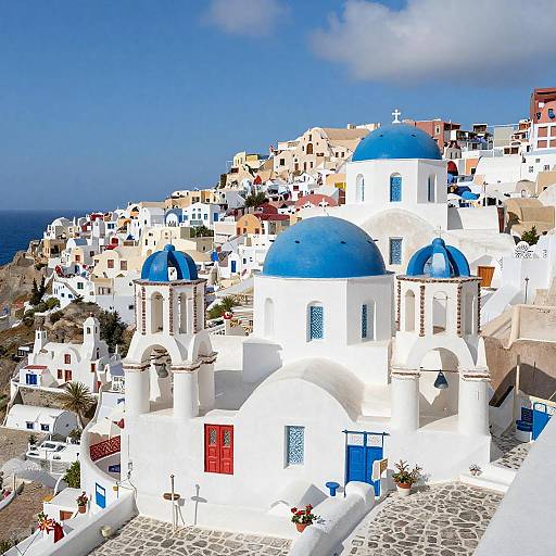 Charming Greek Island Village in Sunlight