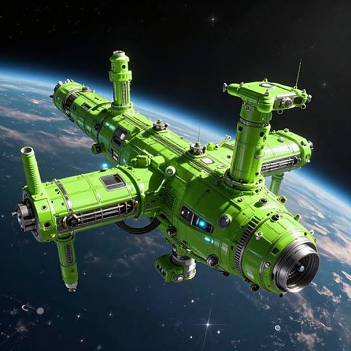 Neon Green Space Station in Orbit