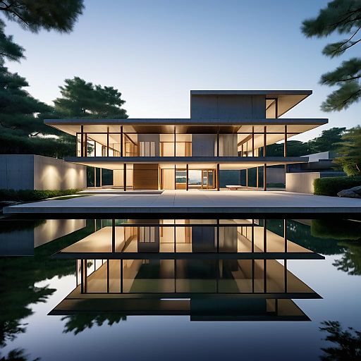 Mid-Century Residential Home by the Lake