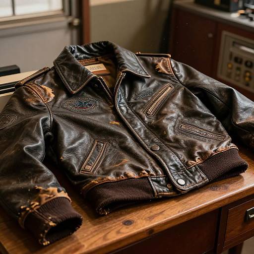 Vintage Leather Jacket in Retro Garage