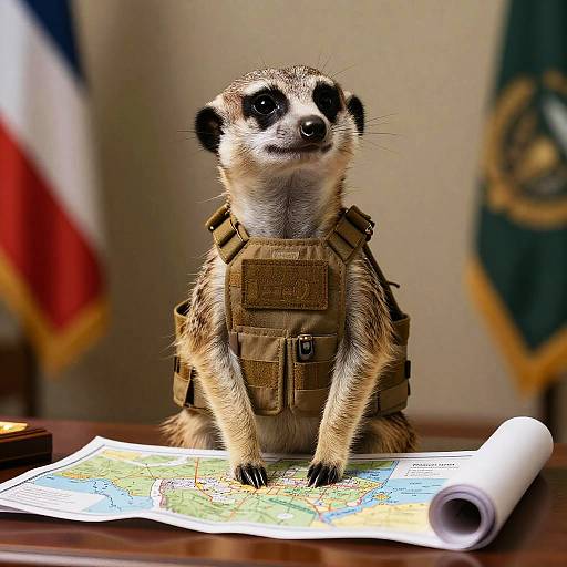 Anthropomorphic Meerkat President Portrait