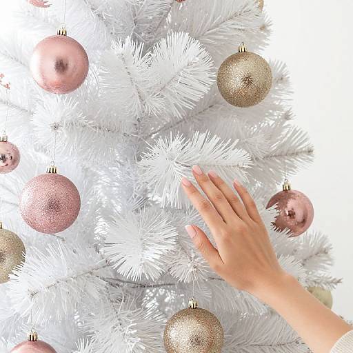 Blush Pink and Gold White Christmas Tree