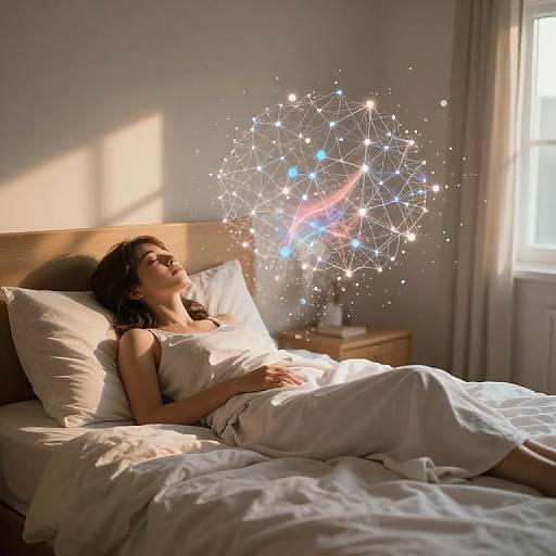 Dreamlike Bedroom with Floating Pixels