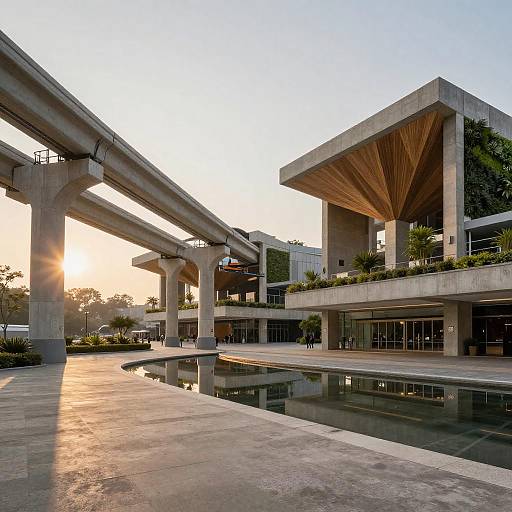Brutalist Desert-Oasis Intermodal Transit Hub