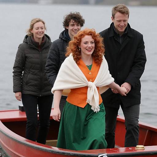 Joyful Woman on a Red Boat